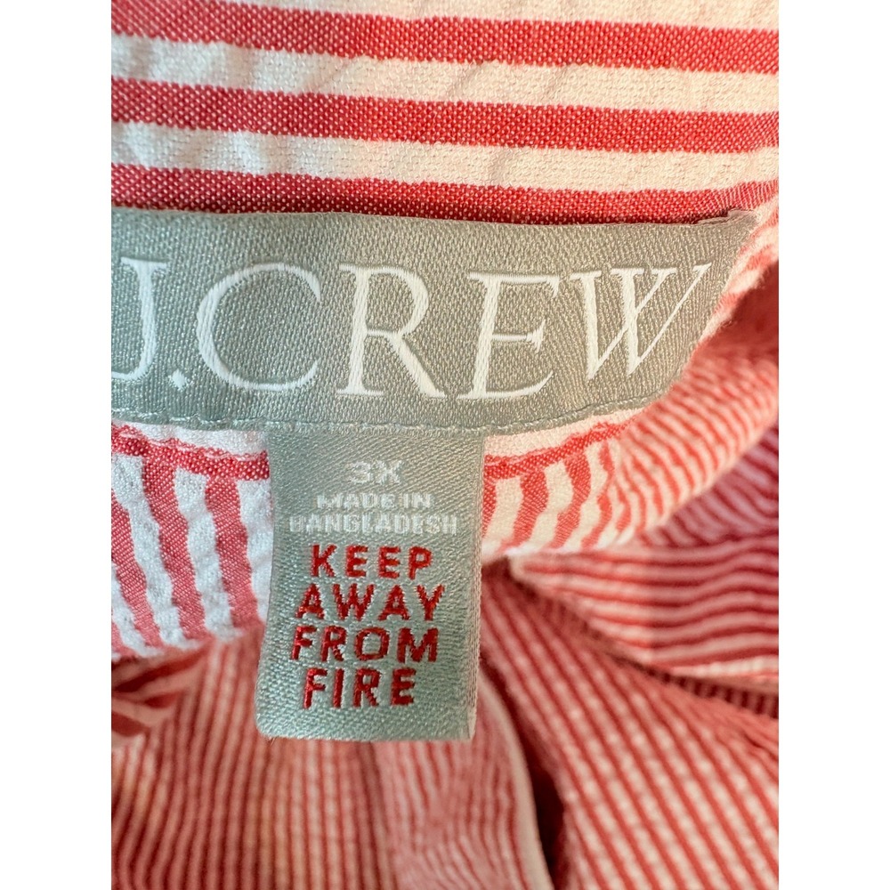 J Crew Seersucker Red White Pajama Lounge Set Long Sleeve Shorts Preppy   3X - Picture 13 of 16